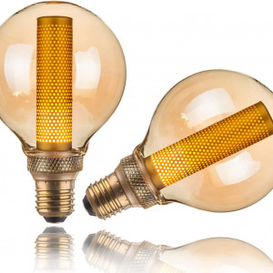 Set de 2 becuri incandescente RETRO ESIP, G95, E27, 3W, 30 lm, galben cald 1800 K