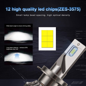 Set de 2 becuri pentru faza scurta Kairiyard, H7, LED, aliaj de aluminiu, negru
