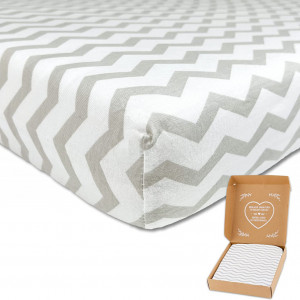 Set de 2 cearsafuri pentru patut bebelus mimaDu®, bumbac, alb/gri, 60 x 120 cm / 70 x 140 cm