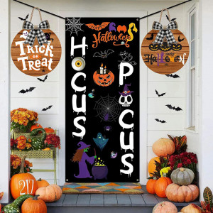 Set de 2 decoratiuni de Halloween JoyTplay, lemn/textil, multicolor, 50 x 30 cm