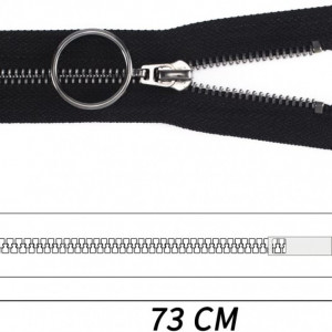Set de 2 fermoare VOC, textil/metal, negru/argintiu, 73 cm