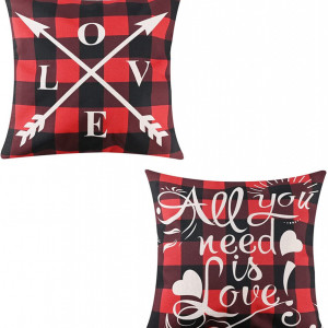 Set de 2 fete de perna TSLBW, textil, rosu/negru/alb, 45 x 45 cm