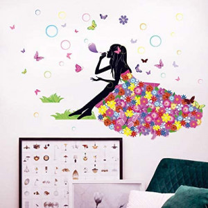 Set de 2 foi cu autocolante de perete Kibi, flori, multicolor, vinil, 35 x 50 cm