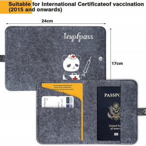 Set de 2 huse de protectie card de vaccinare LFKJUMY, pasla, gri/negru, 120 x 160 mm