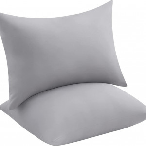 Set de 2 huse pentru perna Lifewit, microfibra, gri, 50 x 80 cm