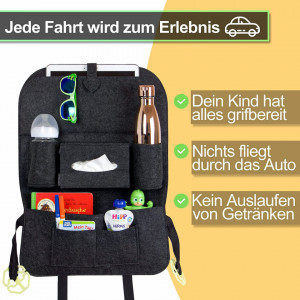 Set de 2 organizatoare auto Saltibo®, pasla, gri, 56 x 42 x 7 cm