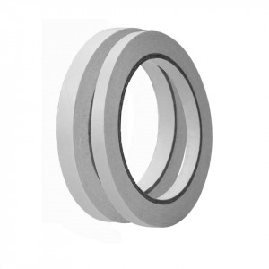 Set de 2 role banda adeziva fata/verso NiceLand, hartie, alb, 10mm x 50 m/ 12mm x 50 m