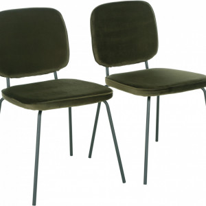 Set de 2 scaune tapițate din catifea Jasper, verde padurar