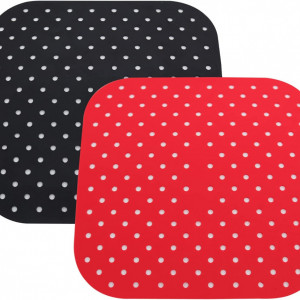 Set de 2 tampoane de aer neaderente pentru friteuza cu aer XQMMGO, silicon, negru/rosu, 21,5 cm