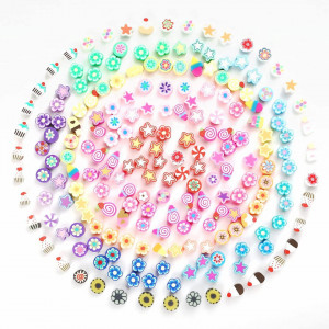 Set de 200 margele pentru bratari/coliere Naler, lut, multicolor,