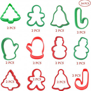 Set de 24 forme pentru prajituri SUNSK, plastic, rosu/verde