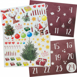 Set de 24 pungi cu autocolante si clipsuri pentru Craciun LIVAIA, hartie, multicolor, 18 x 5, 4 x 8, 9 cm