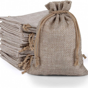 Set de 24 saculeti Naler, iuta/in, natur, 10 x 14 cm