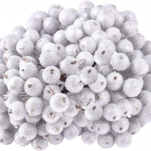 Set de 240 fructe de padure artificiale TUPARKA, spuma, argintiu, 12 cm x 12 mm