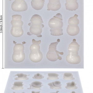Set de 3 forme pentru fondante de Craciun Qpout, silicon, alb, 7 x 10 cm / 8,2 x 7 cm