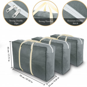 Set de 3 genti de depozitare Lifeforce, gri, pasla, 75 L, 70 x 45 x 24 cm