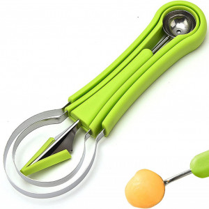 Set de 3 instrumente de sculptura in fructe Cisolen, plastic/otel inoxidabil, verde/argintiu, 21,2 x 7,5 cm/20,1 x5,4 cm/ 19,4 x 2,8 cm