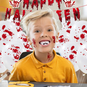 Set de 36 accesorii pentru Hallowen Metaparty, latex/plastic, alb/rosu