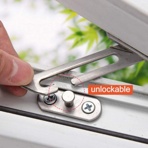 Set de 4 limitatoare de ferestre JZK, otel inoxidabil, argintiu, 8,5 x 4,8 cm