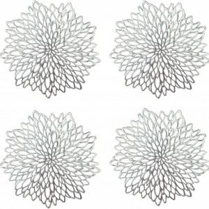 Set de 4 naproane SUCCLYBD, PVC, argintiu, 38 cm
