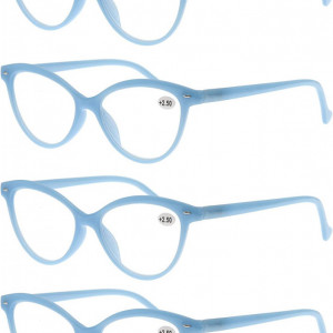 Set de 4 perechi ochelari de citit Modfans, pentru dama, cu dioptrii 1.0, albastru deschis