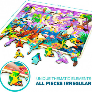 Set de 4 puzzle-uri cu 60 de piese Quokka, lemn, multicolor