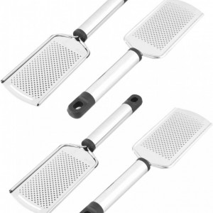 Set de 4 razatori pentru branza Sourcingmap, otel inoxidabil/plastic, argintiu/negru, 23.5 x 6 cm