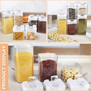 Set de 4 recipiente cu inchidere ermetica pentru alimente VIVILINEN, silicon/plastic, transparent/alb, 0,8 l, 15,5 x 9 cm