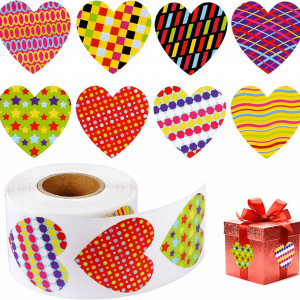 Set de 500 autocolante în formă de inimă Qpout, hartie de inalta calitate, multicolor, 4 x 4 cm