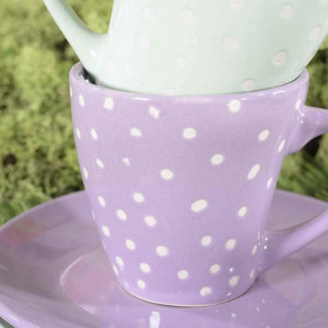 Set de 6 cesti cu farfuriuta KONTARBOOR, ceramica, multicolor, 70 ml