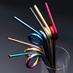 Set de 6 paie reutilizabile Qpout, metal, multicolor, 22 cm