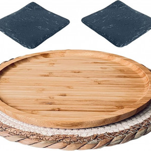Set de 6 piese pentru aperitive HdHStore®, lemn/plastic