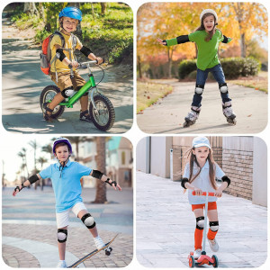 Set de 6 protectii pentru ciclism/patinaj GIEMIT, alb/negru, PVC/EVA, 6-13 ani, M