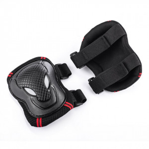 Set de 6 protectii pentru ciclism/patinaj SENLINRUI, plastic, rosu/negru, L