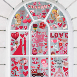 Set de 8 foi cu autocolante pentru Valentine's Day Bdecoll, hartie, rosu, 144 piese