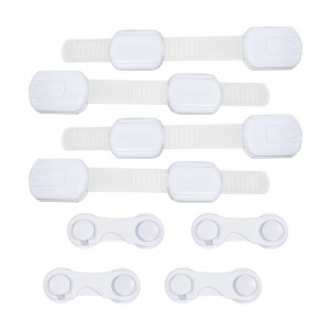 Set de 8 incuietori de siguranta pentru copii KoKoVac, plastic, alb, 19 cm / 9,5 cm