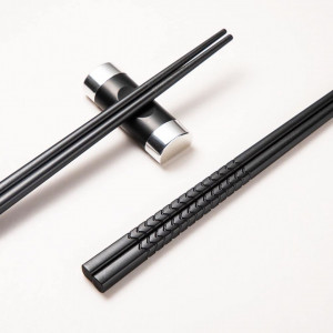 Set de betisoare japoneze Gerhannery, 5 perechi, fibra de sticla, 24 cm, negru