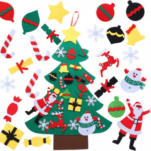Set de brad de Craciun cu set de ornamente Herefun, pasla, multicolor, 100 cm