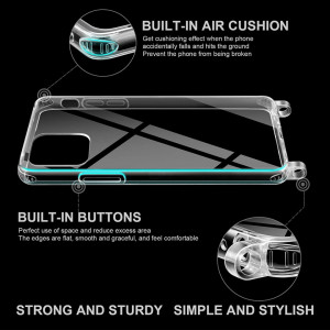 Set de husa cu snur si 2 folii de protectie pentru iPhone 12 Pro YIRSUR, plastic/sticla/metal, transparent/negru