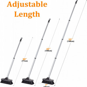 Set de matura cu maner reglabil perie, pieptene si suport de perete CHOREASY, plastic/metal, gri/albnegru