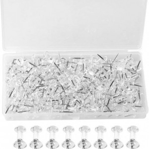 Set de pioneze pentru notite Nuoshen, 200 piese, plastic/metal, transparent, 2,2 x 0,8 cm