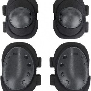 Set de protectii pentru coate si genunchi BAIGIO, negru, plastic, 15 x 22 cm / 12 x 18 cm