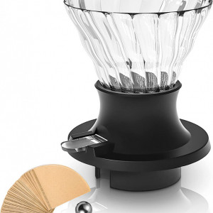 Set filtru de cafea cu 40 filtre de hartie Icyant, sticla/plastic, transparent/negru/natur