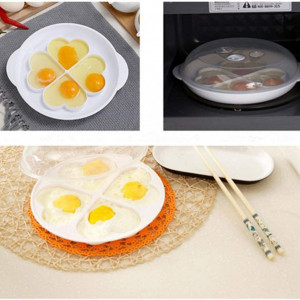 Set forma pentru oua cu capac OUKEYI, plastic, alb/transparent, 26,4 x 6,3 cm