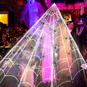 Set panza si 30 paianjeni pentru Halloween CatRain, matase/plastic, alb/negru, 7,5 x 5,5 m