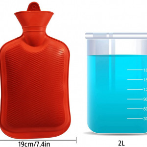 Set sticla cu husa pentru apa calda Yozeb, cauciuc/blana, roz, 2 L, 31,5 x 19 cm