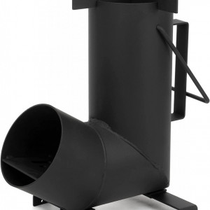 Soba portabila pentru camping Troston, metal, negru, 20 x 20 x 35 cm