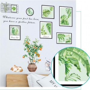 Stickere de perete HautStore, PVC, alb/verde/negru, 85 x 100 cm
