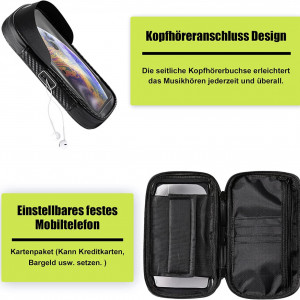 Suport telefon cu geanta de depozitare pentru bicicleta Seacool, TPR, negru, 18,5 x 11,5 cm