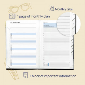 Agenda Poprun, hartie, maro, 25,9 x 21,2 cm